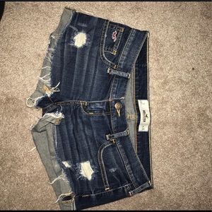 Distressed denim shorts